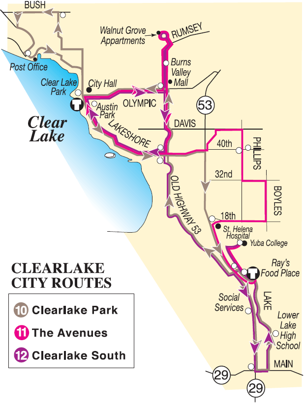 System Map: Clearlake and Lower Lake Routes